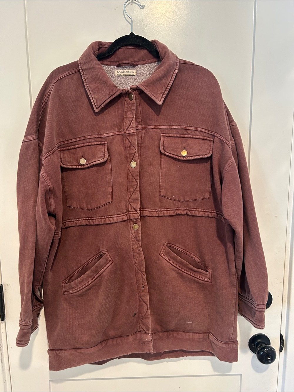 Free People Dawson Chore Jacket in Washed Chocolate Brown Size Medium - Picture 3 of 13